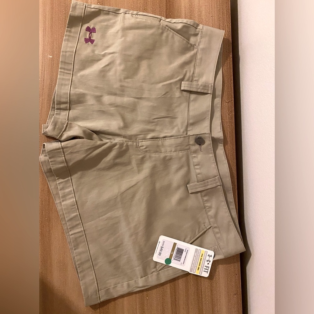 Under Armour Performance Womens Shorts Size 14 Khaki NWT